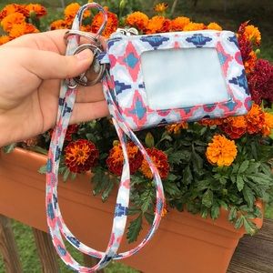 Vera Bradley Water Geo Lanyard and Zip ID Case